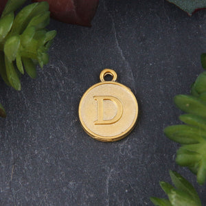 Letter D Charm, Letter Charms, Alphabet Charms, 24k Matte Gold Plated, Initial Charms, Jewelry Supplies, 1 piece // GCh-329