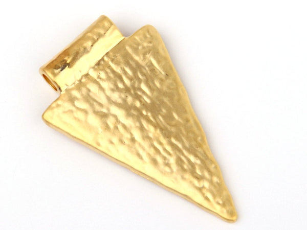 Triangle Textured Bail Pendant, Geometric Pendant, Minimalist Pendant, Matte Gold Plated, 1 piece // GP-348