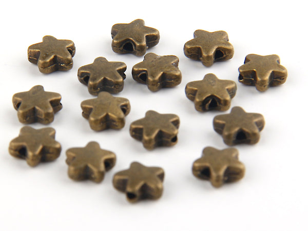 Antique Bronze Mini Star Bead Sliders, Antique Bronze, 15 pieces // ABB-022
